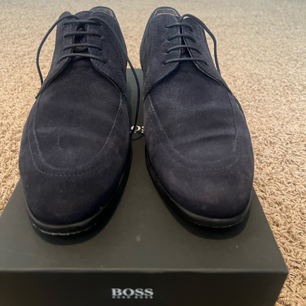 BOSS Men's Blue Suede Shoes